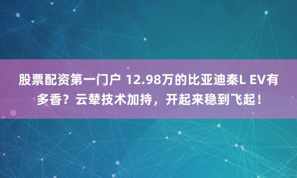 股票配资第一门户 12.98万的比亚迪秦L EV有多香？云辇技术加持，开起来稳到飞起！